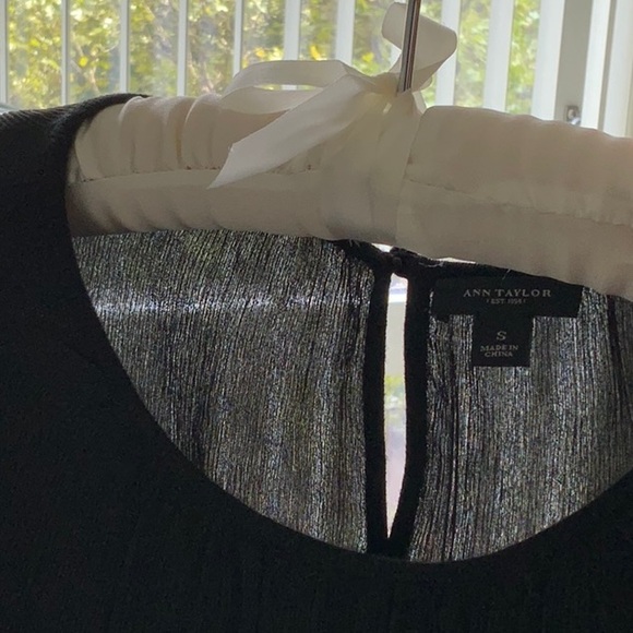 Ann Taylor black wool and crinkle chiffon silk sweater top Size S - Picture 2 of 8